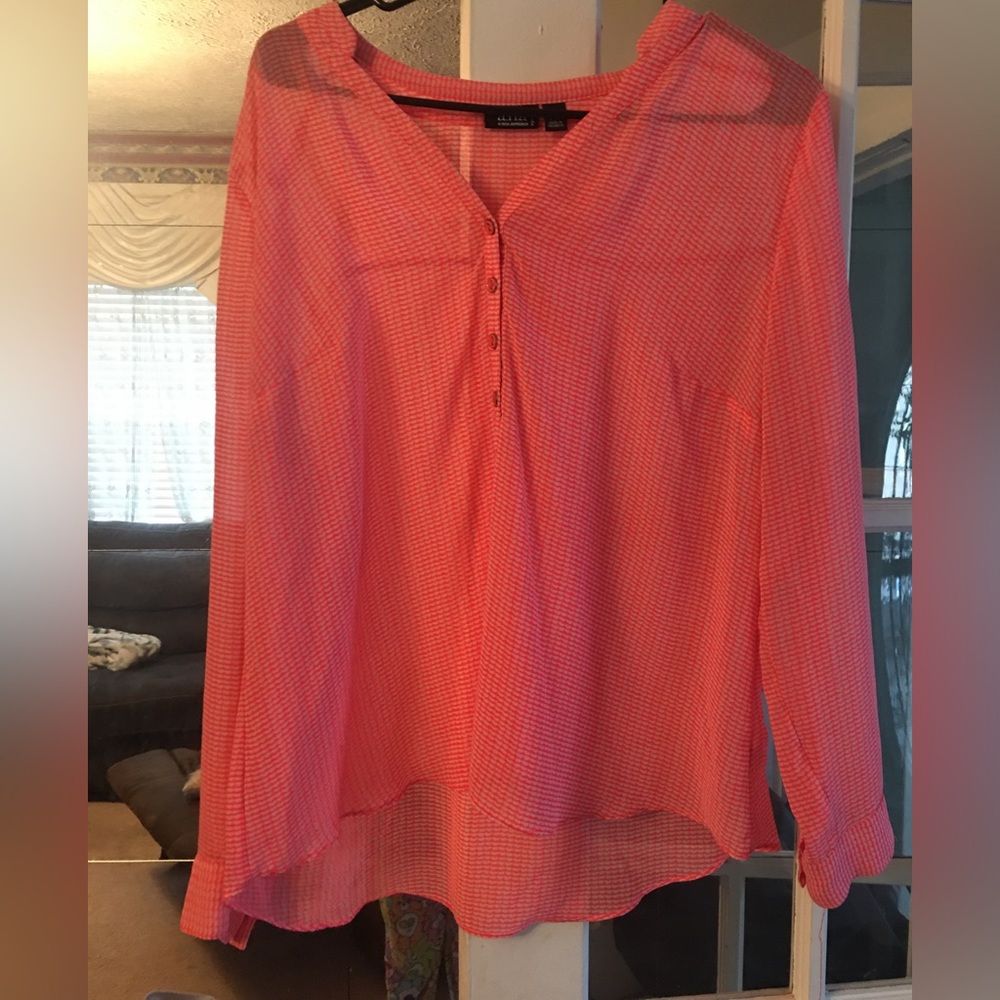ANA brand hot pink sheer blouse